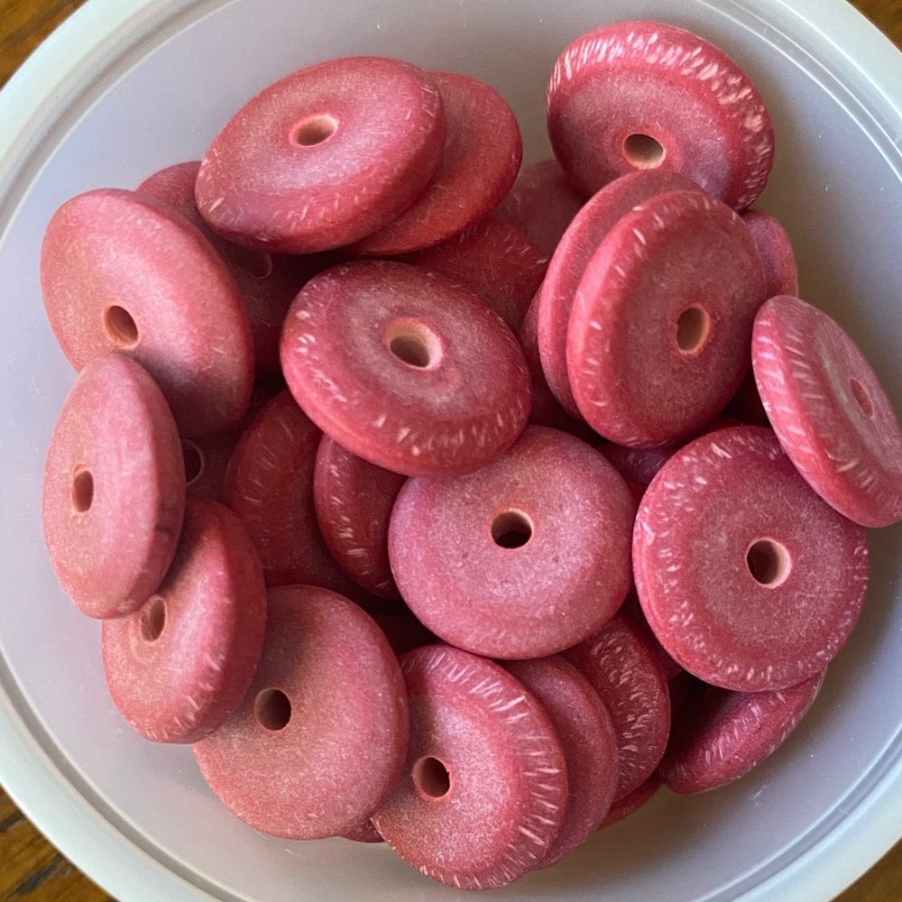 47 PIECES Burgundy Pink Thin Slice Spacer Beads
